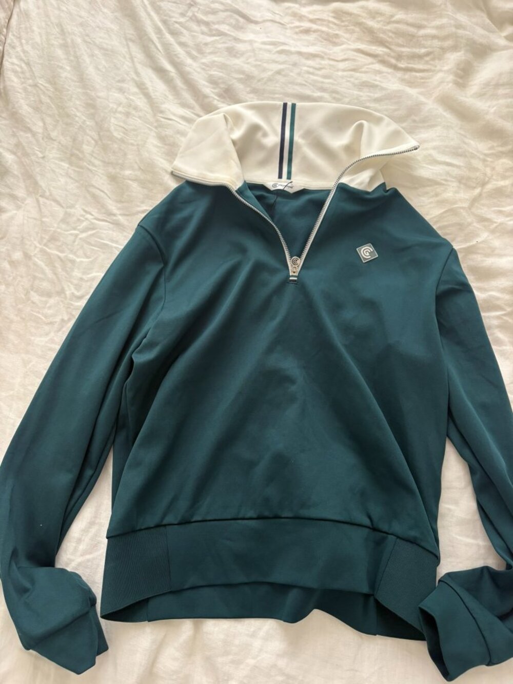 CPGN Teal Cream Quarter Zip Retro Sport Pullover Sweatshirt